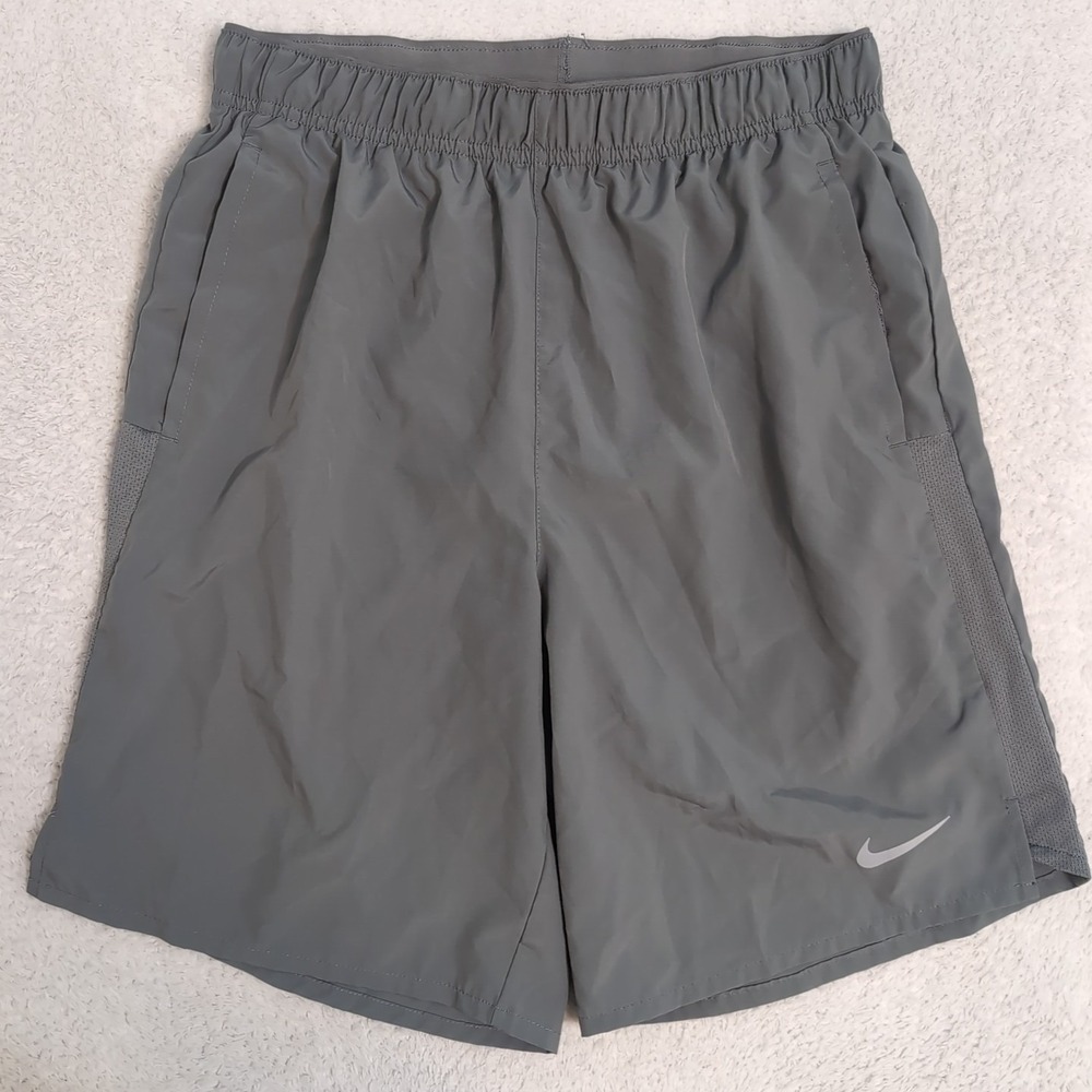 Nike Brief lined Running Shorts Sz‎ Sm Gray 8.5" Ins Split Seam Back Pouch